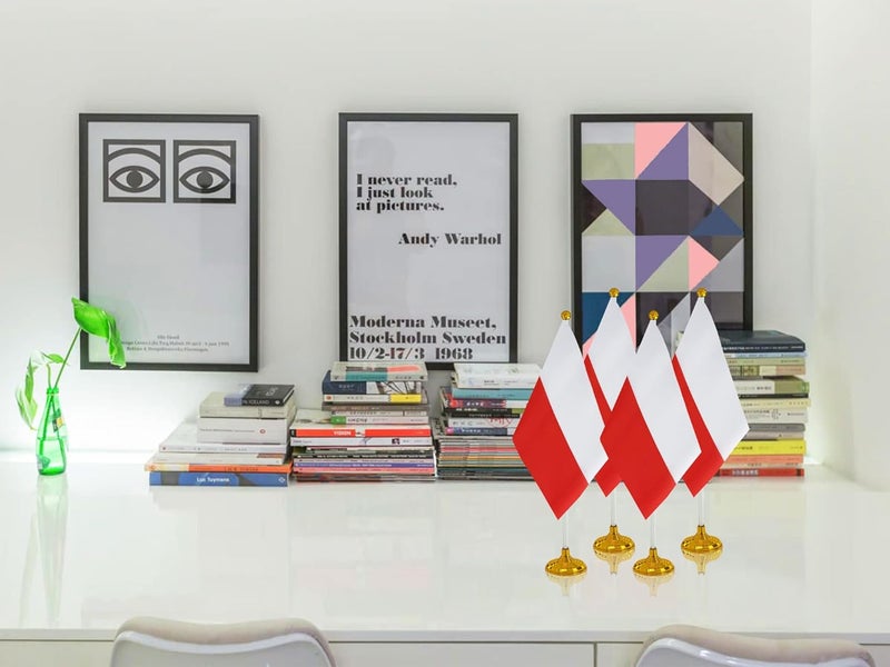 WXTWK 12 Pack Poland Flag Polish Desk Flag Small Mini Polish Table Flags With Stand Base,Home Office Festival Events Celebration Decorations - Image 5